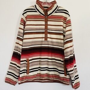 Cinch Sierra Pullover‎ Fleece 1/4 Button Striped Western Jacket Sweater Warm XXL